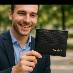 Black Leather Wallet for Men